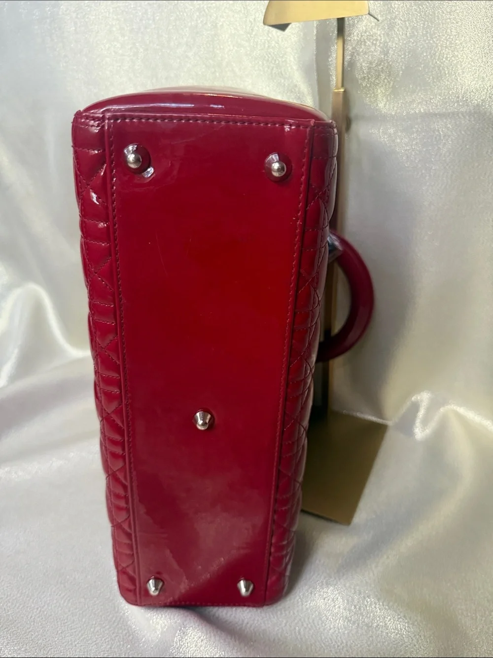 Dior Patent Quilted Tote - Red